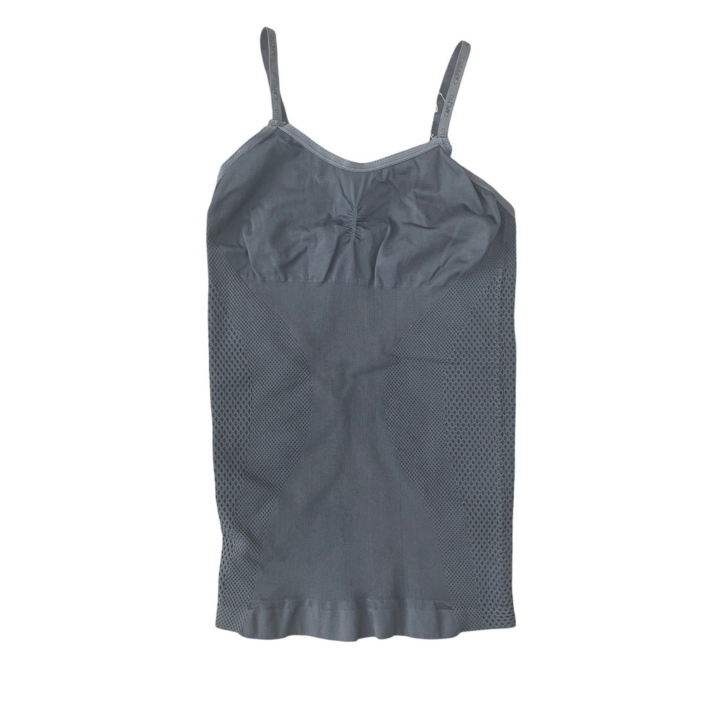 Capezio Womens Charcoal Gray Seamless Mesh Camisole Tank Top Sz M Logo Straps